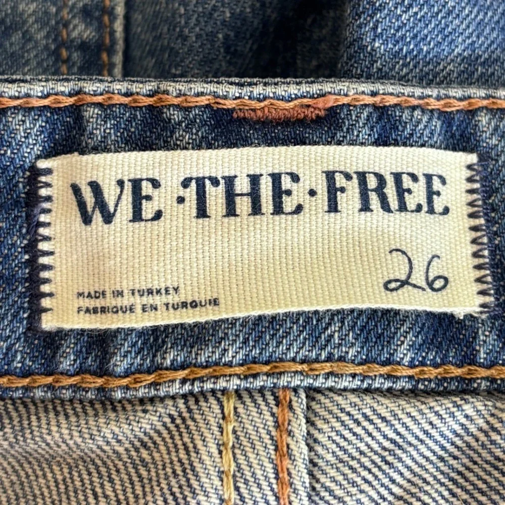 Free People We The Free Denim Shorts 26 Button Front High Rise Raw Hem Y2K